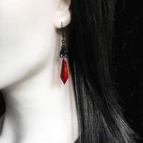 Resim Gothic Yarasa Sallantılı Küpeler Kırmızı ve Siyah Sahte Taşlarla - Alaşım, Partiler, Günlük Kullanım veya Arkadaşlar İçin Hediye Olarak Mükemmel, Parti Aksesuarları | Dramatik Tasarım | Alaşım Yapısı, Halloween Küpeleri 