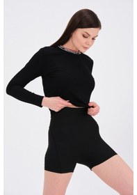Resim Mascarano Siyah Yüksek Bel Toparlayıcı Şort Tayt Siyah 