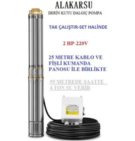 Resim Italyan Teknoloji Derin Kuyu Dalgıç Pompa Kablo Ve Pano Dahil 2 Hp 