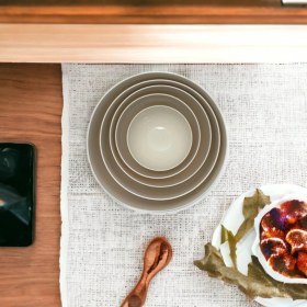 Resim Melkan Home Yuvarlak Kase 5'li Set Krem Renk 5 Parça Salata Kasesi & Karıştırma Kasesi Seti 