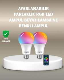 Resim Akıllı 9w Rgbw Led Ampul, Tasaruflu Romantik Işıklı Çok Renkli 