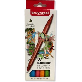 Resim Bruynzeel Fınelıner& Brushpen Çift Uclu Kalem Seti 6'lı - Rıo De 