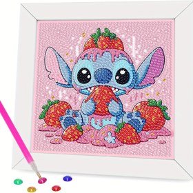 Resim Stitch Temalı DIY El Yapımı Elmas Boyama Kiti, Tam Matkap Yuvarlak Akrilik Kristaller, Klasik Tarz Ev Dekorasyonu El Sanatları, Tatiller ve Özel Günler İçin Mükemmel Hediye, Elmas 
