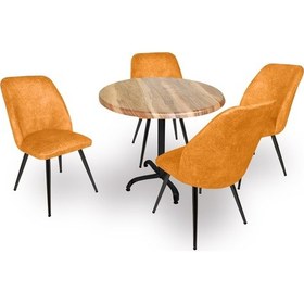 Resim Beymobilya Indigo Werzalit Yuvarlak - Nilüfer Masa Takımı (90 Cm Çap) 