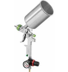 Resim Hallow 2.5 MM Meme Hvlp Yerçekimi Besleme Püskürtme Tabancası Gümüş 