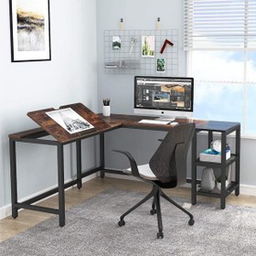 Resim Zizuva Tasarım 150+130x50x75 CM L Model Ceviz Çizim ve Bilgisayar Masası 