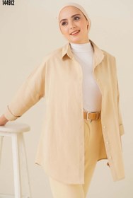 Resim 103901 Oversize Basic Tesettür Gömlek Krem 