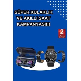 Resim Kont Yeni Nesil Kampanyası Bluetooth Bağlantılı Akıllı Saat ve Kablosuz Kulaklık Dijital Göstergeli 