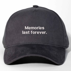 Resim Memories Last Forever Nakışlı Gabardin Şapka - Lacivert 