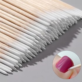 Resim 100 adet Tırnak Çubukları, Tırnak Sanatı için Ahşap Pamuklar, Manikür Detay Düzeltme, Alkol İçermeyen Tırnak Cilası Temizleme Araçları, Profesyonel Güzellik Salonu Aksesuarları 