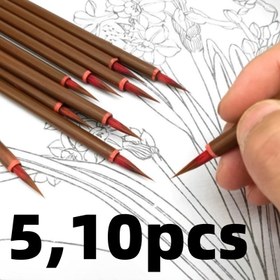 Resim 5,10 adet,Küçük Kırmızı Saç Çizgili Kalem Şekil Çiçek Ve Kuş Beyaz Çizim İnce Çin Resim Hat Kalemi Fırça Açıklama İnce Çin Resim Hat Kalemi 