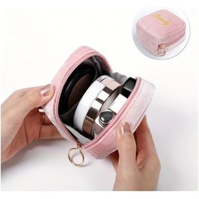 Resim Gateesat Mini Makyaj Çantası Pembe Renkli Nakışlı Dudak Kalemi Ve Kozmetik Seylik Organizer 