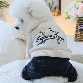 Resim Ünlü Spor Kıyafeti - Köpek Yavrusu ve Kedi Gibi Evcil Hayvanlar İçin Giyim, Sonbahar ve Kış İçin Kalınlaştırılmış ve Polarlı Kombinezond, Teddy, Bichon, Pomeranian ve Diğer Küçük Köpekler İçin Uygun. 