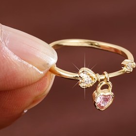 Resim Sevgililer Günü için Benzersiz Aşk Kilitli Kolye Tasarımı Sentetik Zirkonyum Kadın Yüzüğü 