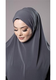 Resim Hürrem Bone Antrasit Pratik Hazır Geçmeli Tesettür Eşarp Sandy Kumaş Düz Hijab 2308 25 