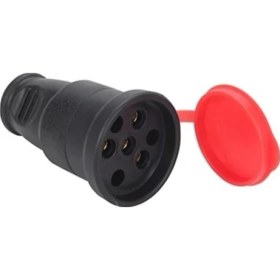 Resim Trifaze Kauçuklu Kablo Bahçe Dış Mekan Korunaklı Su Geçirmez Siyah Kapaklı Dişi Fiş 