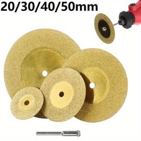 Resim 5 adet/set TiN Kaplı Elmas Delme Diski, 20/30/40/50mm, Döner Aletler, Mücevher, Cam, Seramik için, Elektrik Olmadan Kullanın 