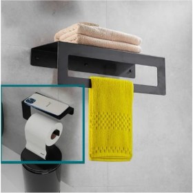 Resim Risingmaber Metal Banyo Havlu Askılığı & Tuvalet Kağıdı Askılığı 2li Set Mat Siyah. 