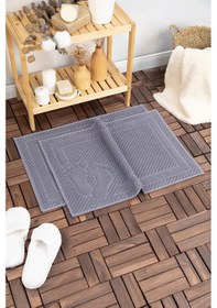 Resim Leoline %100 Pamuk Premium 2'li Ayak Havlusu - Antrasit Antrasit 