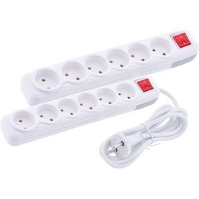 Resim Far 6'lı Anahtarlı Grup Priz Lara 10 Metre Topraklı Açma Kapamalı Priz F511e 