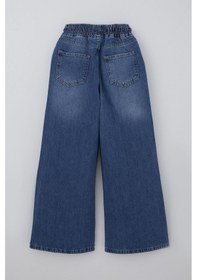 Resim Breeze Kız Çocuk Jean Pantolon Bağcıklı Bel Kısmı Lastikli 7-12 Yaş, Mavi 