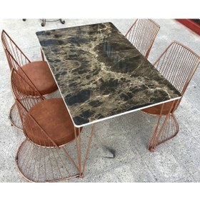 Resim Ankara Mobilya Masa Tel Sandalye 12478 Tk Metal Rose Renk Kaplama Siyah Mermer Renk Tabla Elyapı 