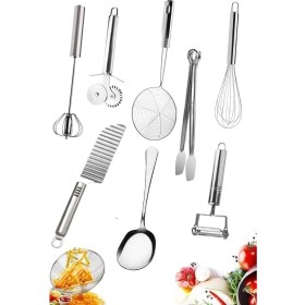 Resim Basmalı Çırpıcı Pizza Kesici Rulet Kevgir Izgara Maşa Tırtıklı Bıçak Servis Kaşığı Metal Soyacak 