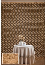 Resim Vakko Model Gold Renk İp Perde Hazır Düğmeleri Dikilmiş İp Perde 300 270 Cm Gold 