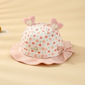 Resim Bebek Kız Çocukları İçin Kalp Süslemeli Balıkçı Şapkaları, Polyester Hafif Örgü, Elde Yıkanabilir - 0-3 Yaş İçin Günlük Günlük Giyim, Şükran Günü Etkinliği - 1 Paket 