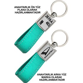 Resim Promosyon Denizi Ön Yüz Daıhatsu Logolu Arka Yüz Plakanıza Özel Turkuaz Anahtarlık 