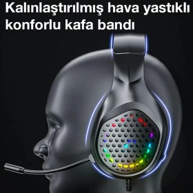 Resim Xmowi R1 Gaming Mikrofonlu Rgb Oyuncu Kulaklığı Pc- Dizüstü ve PS4-(5775) 