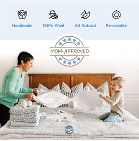 Resim Teltree Ekolojik Yün Çamaşır Kurutma Topları Seti - 6 Adet, Doğal Koyun Yünü, Çevre Dostu Açık Sarı 