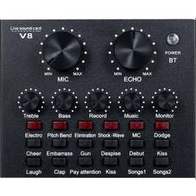 Resim Kosona V8 Dışarıdaki Ses Kartı, Canlı Yayın İçin 6 Ses Modu Ve 12 Efekt, 1200mah Pil İle Çift Fonksiyonlu Metal Ses Kartı Diğer 
