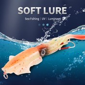 Resim 1 adet 15cm/60g Yapay Bionik Kalamar Balıkçılık Yemi, 5.91 inç/2.12oz Simülasyon Luminous Kalamar Jigging Wobbler Yumuşak Yem, Deniz Balıkçılığı İçin Balıkçılık Takımı 