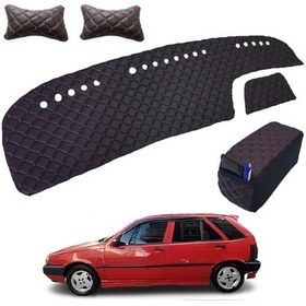 Resim Fiat Tipo Kolçak + Boyunluk + Göğüs Halısı Siyah-Kırmızı (503402621) 