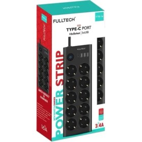 Resim Aksesuarcı Type-C Port Girişli Akım Korumalı 10'lu Priz, 3 Usb, 1 Type-C Giriş, Isıya Dayanıklı, Ftr-14 