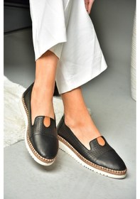 Resim Fox Shoes P555500103 Siyah Hakiki Deri Kadın Ayakkabı 001 