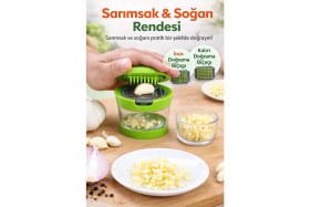 Resim Çıkarılabilir Hazneli Kapaklı Pratik Sarımsak ve Soğan Doğrayıcı – 2 Bıçak Seçenekli Profesyonel 