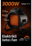Resim Auhma At1h Elektrikli Isıtıcı Fan Gri 3000w Hızlı Isınma, 3 Kademeli Ayar, Sessiz Ptc Isıtma Tekno 
