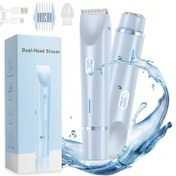 Resim Fochsia Usb Şarjlı Çift Başlı Kadın Tıraş Makinesi Mavi Bikini Yüz Kol Bacak İçin 