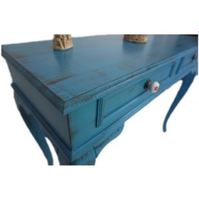 Resim 100 Cm Çekmeceli Mavi Eskitme Dresuar Konsol & Makyaj Masası Mavi 