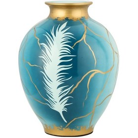 Resim Vitale Plume AK.WLT0540 Seramik Vazo 33 CM Mavi 