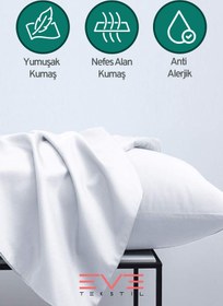 Resim 2 Adet RanForce Düz Pamuk Antibakteriyel Yıkanabilir Lüks Yastık Kılıfı 50x70cm - Beyaz 