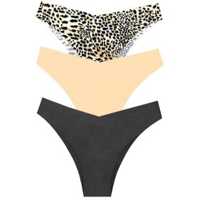 Resim 330 Kadın Dikişsiz Lazer Brazilian Külot Paketi V3-330-siyah, Ten, Leopar Siyah - Ten Rengi - Leopar 
