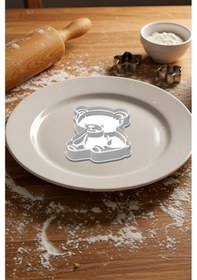 Resim Sevimli Ayıcık Kurabiye Kalıbı, Hamur Şekillendirici, Bisküvi Kalıbı, Kolay Kesim Ucu Beyaz 