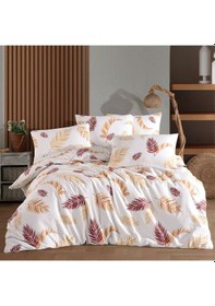 Resim Tek Kişilik Nevresim Takımı 160x220cm 2 Yastık Kılıfı Lastikli Çarşaflı 100x200+30 Bej - Beyaz 