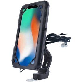 Resim RESOLUT Suporte XL USB Bağlantılı Motosiklet Bisiklet Telefon Tutucu Su Geçirmez 5.5-7.0 inç arası 