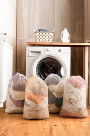 Resim 4'lü Çamaşır Yıkama Filesi Ayakkabı Yıkama Filesi Renkli Ipli 40x60 cm 