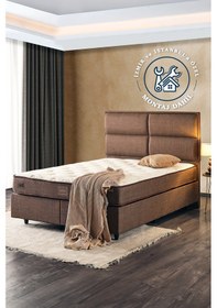 Resim Cotton No Turn Çift Kişilk Yatak Baza Başlık Seti %100 Pamuk Yatak Lüks Baza Ve Başlık Takım 140 x 190 