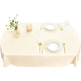 Resim Valerium Kadife Dokulu Oval Masa Örtüsü 230 X 300 Ekru 